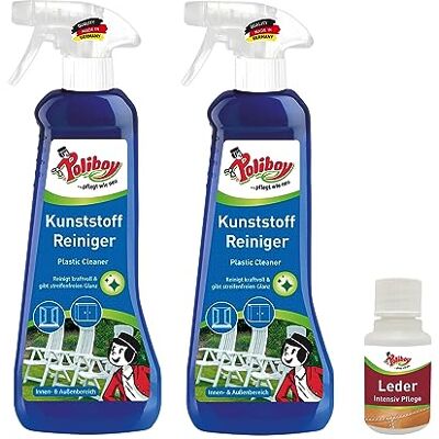 Poliboy Nettoyant pour plastique – Nettoyant universel pour l'intérieur et l'extérieur – 2 x 500 ml – Avec échantillon de produit – Fabriqué en Allemagne Poliboy Nettoyant pour plastique – Nettoyant universel pour l'intérieur et l'extérieur – 2 x 500 ml – Avec échantillon de produit – Fabriqué en Allemagne