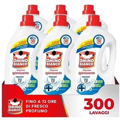Omino Bianco Lessive Laveuse Désinfectant Liquide, 300 Lavages, Hygiénise les Vêtements et Supprime les Germes et les Bactéries, 2000 ml x 6 Packs Omino Bianco Lessive Laveuse Désinfectant Liquide, 300 Lavages, Hygiénise les Vêtements et Supprime les Germes et les Bactéries, 2000 ml x 6 Packs