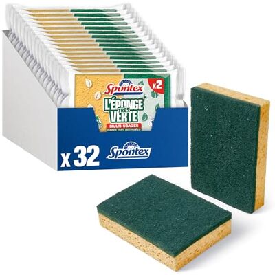 Spontex Eponges très vertes 2 éponges grattantes en fibres recyclées Efficace sur plusieurs surfaces Spontex Eponges très vertes 2 éponges grattantes en fibres recyclées Efficace sur plusieurs surfaces