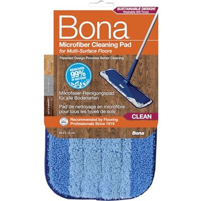 Bona Pad de Nettoyage en Microfibre 42 CM Compatible Avec Balai Microfibre Pour Sol Réutilisable Jusqu'à 500 Fois Bona Pad de Nettoyage en Microfibre 42 CM Compatible Avec Balai Microfibre Pour Sol Réutilisable Jusqu'à 500 Fois