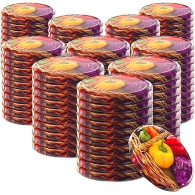 KADAX Lot de 100 couvercles à visser Diamètre : 82 mm En métal Avec 6 dents d'encliquetage Idéaux comme panier à légumes KADAX Lot de 100 couvercles à visser Diamètre : 82 mm En métal Avec 6 dents d'encliquetage Idéaux comme panier à légumes