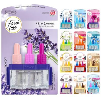 Fresh Line ® Lot de 3 recharges de parfum (3 x 7 ml) Changement en 3 phases Comp. à 3VOLUTION Désodorisant 6 parfums : baies sauvages, jasmin, citron vert, frais d'avril, orchidée dorée Fresh Line ® Lot de 3 recharges de parfum (3 x 7 ml) Changement en 3 phases Comp. à 3VOLUTION Désodorisant 6 parfums : baies sauvages, jasmin, citron vert, frais d'avril, orchidée dorée