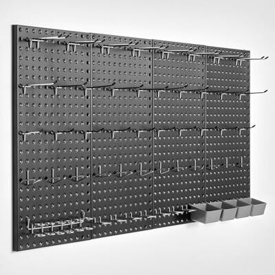 VEVOR Panneau Perforé Mural 609,6x304,8 mm Organiseur Garage en Métal Robuste avec 4 Panneaux Perforés, Accessoires, Kit Rangement d'Outils pour Salle d'Artisanat, Maison, Entrepôt, Magasin, Noir VEVOR Panneau Perforé Mural 609,6x304,8 mm Organiseur Garage en Métal Robuste avec 4 Panneaux Perforés, Accessoires, Kit Rangement d'Outils pour Salle d'Artisanat, Maison, Entrepôt, Magasin, Noir