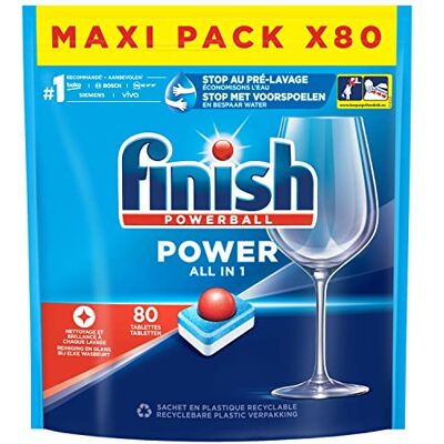 Finish Power All in 1 Regular Tablettes pour lave-vaisselle 80 pièces Finish Power All in 1 Regular Tablettes pour lave-vaisselle 80 pièces