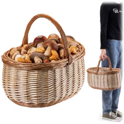 KADAX Panier en osier pour champignons, panier de courses, panier de pique-nique robuste avec poignée, panier à bouteilles, panier de jardin, panier de transport KADAX Panier en osier pour champignons, panier de courses, panier de pique-nique robuste avec poignée, panier à bouteilles, panier de jardin, panier de transport