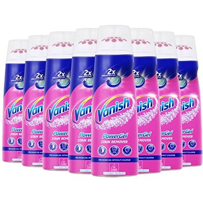 Vanish Détachant Avant Lavage, Power Gel 200ml, Lot de 8 Application de prélavage, sans danger pour les couleurs et les blancs, 2 fois plus concentré que le spray Oxi Action Vanish Détachant Avant Lavage, Power Gel 200ml, Lot de 8 Application de prélavage, sans danger pour les couleurs et les blancs, 2 fois plus concentré que le spray Oxi Action