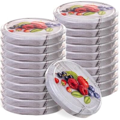 KADAX Lot de 20 couvercles à visser Diamètre : 82 mm En métal Avec 6 dents d'encliquetage Idéaux comme couvercle de rechange pour les bocaux à conserve Framboise KADAX Lot de 20 couvercles à visser Diamètre : 82 mm En métal Avec 6 dents d'encliquetage Idéaux comme couvercle de rechange pour les bocaux à conserve Framboise