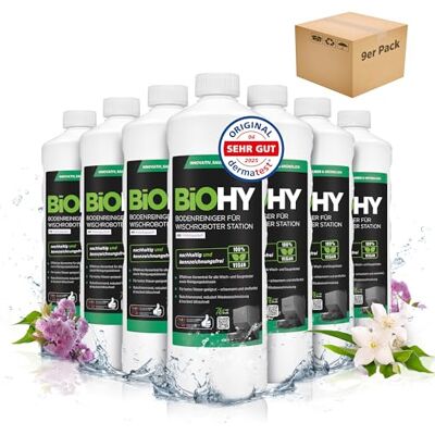BIOHY Nettoyeur de sol pour station robot, serpillère avec parfum printanière (9 x 1 litre) Nettoyant concentré Pour tous les sols BIOHY Nettoyeur de sol pour station robot, serpillère avec parfum printanière (9 x 1 litre) Nettoyant concentré Pour tous les sols