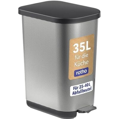 Rotho Orbe Poubelle de 35 l, en plastique (PP), facile d'entretien, sans BPA, gris, 35 l (40 x 28,5 x 51,3 cm) Rotho Orbe Poubelle de 35 l, en plastique (PP), facile d'entretien, sans BPA, gris, 35 l (40 x 28,5 x 51,3 cm)
