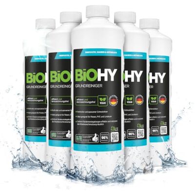 BIOHY Nettoyant de base (6 x 1l Bouteille) Élimine les incrustations tenaces et les anciens films de soin Nettoie en douceur toutes les surfaces (Grundreiniger) BIOHY Nettoyant de base (6 x 1l Bouteille) Élimine les incrustations tenaces et les anciens films de soin Nettoie en douceur toutes les surfaces (Grundreiniger)