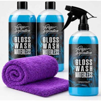 Pure Kit de lavage sans eau, cire de carnauba pour voiture, idéal pour l'entretien de la salle d'exposition et le nettoyage de la peinture – (3 x 1000 ml) Pure Kit de lavage sans eau, cire de carnauba pour voiture, idéal pour l'entretien de la salle d'exposition et le nettoyage de la peinture – (3 x 1000 ml)