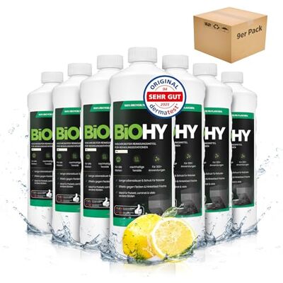 BIOHY Nettoyant pour robots aspirateurs (9 bouteilles de 1 litre), spécialement conçu pour les stations de nettoyage, prolonge la durée de vie de la station d'aspiration BIOHY Nettoyant pour robots aspirateurs (9 bouteilles de 1 litre), spécialement conçu pour les stations de nettoyage, prolonge la durée de vie de la station d'aspiration