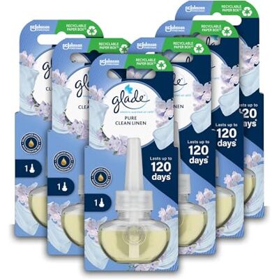 Glade Lot de 6 recharges de désodorisant électrique parfumé pour chambre, linge propre, lot de 6 (6 x 20 ml) Glade Lot de 6 recharges de désodorisant électrique parfumé pour chambre, linge propre, lot de 6 (6 x 20 ml)