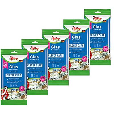 Poliboy Lot de 5 paquets de 24 lingettes humides XXL pour verre Sans traces Nettoyage rapide Pour les petits problèmes du quotidien Poliboy Lot de 5 paquets de 24 lingettes humides XXL pour verre Sans traces Nettoyage rapide Pour les petits problèmes du quotidien