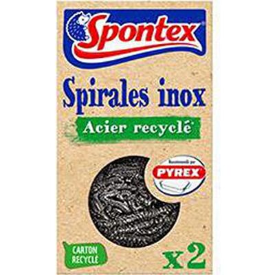 Spontex Spirale Inox Acier Recyclé Récurer Vaisselle de Manière Durable, Nettoyage Puissant Lot de 2 Spontex Spirale Inox Acier Recyclé Récurer Vaisselle de Manière Durable, Nettoyage Puissant Lot de 2