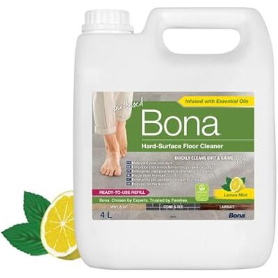 Bona Nettoyant Pour Sols Durs 4L Parfum Lemon Mint Compatible Avec Tous les Robots Laveurs et Serpillères Vaporisateur Nettoyant Sol Non Moussant Produit Nettoyant Sol Bona Nettoyant Pour Sols Durs 4L Parfum Lemon Mint Compatible Avec Tous les Robots Laveurs et Serpillères Vaporisateur Nettoyant Sol Non Moussant Produit Nettoyant Sol