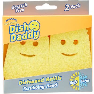 Scrub Daddy Lot de 2 têtes de rechange pour brosse à vaisselle, brosses distributrices de savon, éponges à vaisselle changeantes de texture, recharges d'éponges amovibles pour tête de papa, jaune Scrub Daddy Lot de 2 têtes de rechange pour brosse à vaisselle, brosses distributrices de savon, éponges à vaisselle changeantes de texture, recharges d'éponges amovibles pour tête de papa, jaune