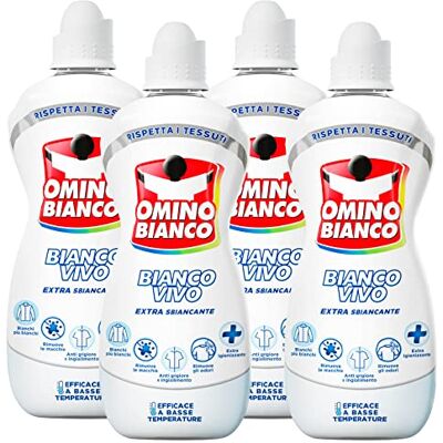 Omino Bianco Additif machine à laver blanc Vivo 5 actions en 1 pour linge, Extra Détachant et Désinfectant, 900 ml x 4 pièces Omino Bianco Additif machine à laver blanc Vivo 5 actions en 1 pour linge, Extra Détachant et Désinfectant, 900 ml x 4 pièces