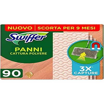 Swiffer Chiffons anti-poussière de rechange pour balai idéaux pour parquet 90 pièces, pour attraper et piéger 3 fois plus de poussière, de saleté et de poils qu'un balai traditionnel Swiffer Chiffons anti-poussière de rechange pour balai idéaux pour parquet 90 pièces, pour attraper et piéger 3 fois plus de poussière, de saleté et de poils qu'un balai traditionnel