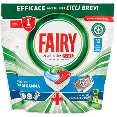 Fairy Platinum Lessive Plaquettes Lave-vaisselle Plus, Brillant, 12 Capsules Lave-vaisselle, Brise D'herbes fraîches, Technologie Nettoyage en profondeur, Contre La Graisse Et Les Incrustations Fairy Platinum Lessive Plaquettes Lave-vaisselle Plus, Brillant, 12 Capsules Lave-vaisselle, Brise D'herbes fraîches, Technologie Nettoyage en profondeur, Contre La Graisse Et Les Incrustations