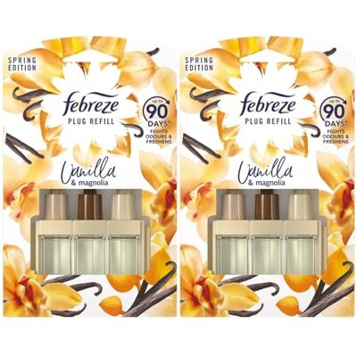 Febreze 3Volution Lot de 2 recharges à brancher Vanille et magnolia 20 ml Febreze 3Volution Lot de 2 recharges à brancher Vanille et magnolia 20 ml