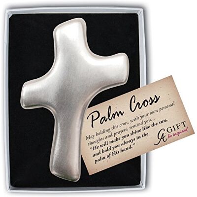ART Abbey & CA Cadeau vierge en forme de croix de palmier, métal, argent ART Abbey & CA Cadeau vierge en forme de croix de palmier, métal, argent