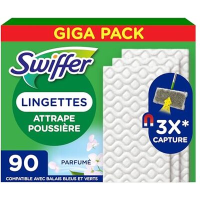 Swiffer Balai Attrape-Poussière Recharges Lingettes Sèches, 90 Unités, Parfum Febreze Longue Durée, Attrape 3 Fois Plus de Poussière et Poils d'Animaux, Balai Vendu Séparément Swiffer Balai Attrape-Poussière Recharges Lingettes Sèches, 90 Unités, Parfum Febreze Longue Durée, Attrape 3 Fois Plus de Poussière et Poils d'Animaux, Balai Vendu Séparément