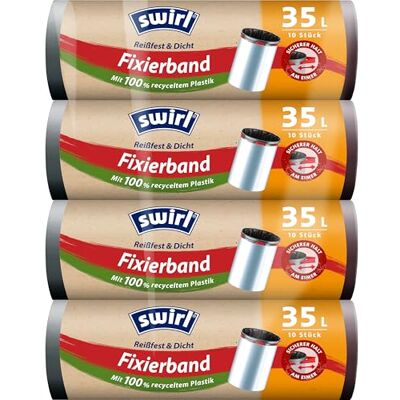 Swirl Lot de 4 sacs poubelle à bande de fixation 35 l 10 sacs Swirl Lot de 4 sacs poubelle à bande de fixation 35 l 10 sacs
