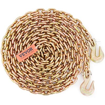 VEVOR Chaîne de reliure de transport, chaîne de remorquage de 1,6 x 6,1 m avec crochets, charge de travail sûre de 2222,6 kg, chaîne robuste G80, chaîne de bûche pour transport de remorquage, VEVOR Chaîne de reliure de transport, chaîne de remorquage de 1,6 x 6,1 m avec crochets, charge de travail sûre de 2222,6 kg, chaîne robuste G80, chaîne de bûche pour transport de remorquage,