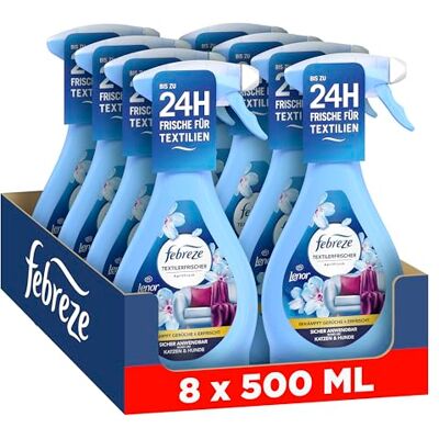 Febreze Spray désodorisant textile 8 x 500 ml Fraîcheur d'avril Avec technologie d'air frais lutte même dans les textiles les odeurs persistantes et laisse un parfum frais Febreze Spray désodorisant textile 8 x 500 ml Fraîcheur d'avril Avec technologie d'air frais lutte même dans les textiles les odeurs persistantes et laisse un parfum frais