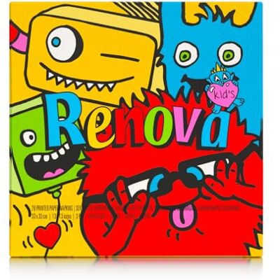 Renova Lot de 20 serviettes en papier pour enfants 110 g Renova Lot de 20 serviettes en papier pour enfants 110 g