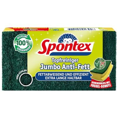 Spontex Jumbo Nettoyeur anti-graisse pour grandes surfaces, avec fibres recyclées oléophobes et protection anti-peluches, 1 pièce Spontex Jumbo Nettoyeur anti-graisse pour grandes surfaces, avec fibres recyclées oléophobes et protection anti-peluches, 1 pièce