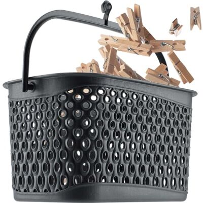 KADAX Panier classique pour pinces à linge, étendoir avec crochets Sac à suspendre (gris) KADAX Panier classique pour pinces à linge, étendoir avec crochets Sac à suspendre (gris)