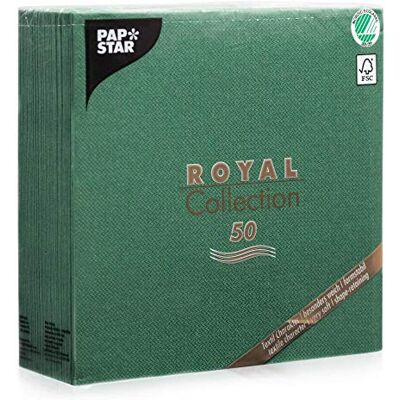 PAPSTAR 50 Serviettes Royal Collection Pliage 1/4 40 cm x 40 cm Vert foncé, # 11606 PAPSTAR 50 Serviettes Royal Collection Pliage 1/4 40 cm x 40 cm Vert foncé, # 11606
