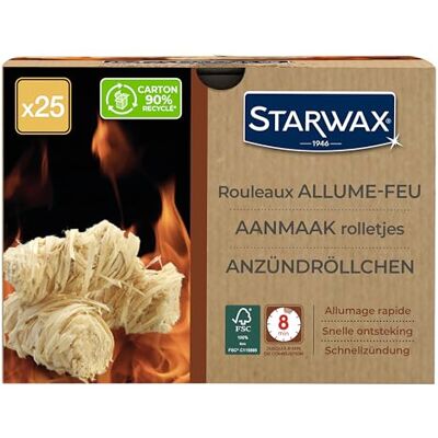 STARWAX Rouleau de feu x 25 FSC 100%, Sawdust, Wood, One Size STARWAX Rouleau de feu x 25 FSC 100%, Sawdust, Wood, One Size