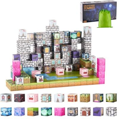VEVOR Lot de 100 blocs magnétiques, zombies du cimetière, cubes magnétiques de construction pour enfants, jouets sensoriels STEM Montessori, jouet de construction empilable pour enfants VEVOR Lot de 100 blocs magnétiques, zombies du cimetière, cubes magnétiques de construction pour enfants, jouets sensoriels STEM Montessori, jouet de construction empilable pour enfants