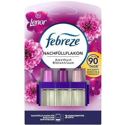Febreze 3Volution Lot de 7 recharges de parfum d'améthyste Les recharges avec 3 parfums changeants luttent contre les odeurs et assurent la fraîcheur de la pièce. Febreze 3Volution Lot de 7 recharges de parfum d'améthyste Les recharges avec 3 parfums changeants luttent contre les odeurs et assurent la fraîcheur de la pièce.