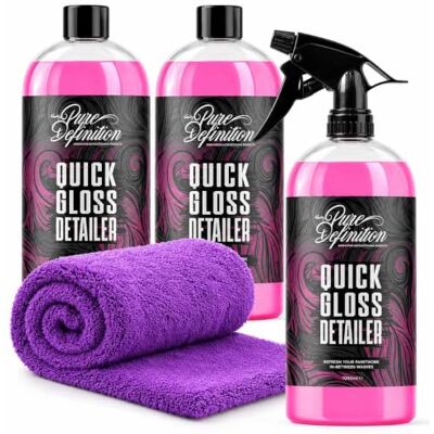 Pure Spray Quick Detailer, lubrifiant et cire pour voiture, finition brillante rapide, idéal pour l'entretien et le nettoyage de la salle d'exposition – (3 x 1000 ml + serviette) Pure Spray Quick Detailer, lubrifiant et cire pour voiture, finition brillante rapide, idéal pour l'entretien et le nettoyage de la salle d'exposition – (3 x 1000 ml + serviette)