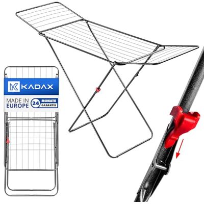 KADAX Séchoir à linge avec surface de séchage de 18 m, anthracite, idéal pour appartement, balcon et jardin, pliable, avec pieds antidérapants, peu encombrant, fabriqué en UE KADAX Séchoir à linge avec surface de séchage de 18 m, anthracite, idéal pour appartement, balcon et jardin, pliable, avec pieds antidérapants, peu encombrant, fabriqué en UE