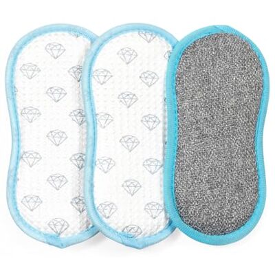 Beldray LA086372UFEU7 AntiBac Cleaning Pads 3 Pack Crystal Clean Scrubbing Pads, Streak Free Shine, Anti-Bac Keeps Items Cleaner & Fresher For Longer, Remove Tough Stains From Pots, Pans, Glasses Beldray LA086372UFEU7 AntiBac Cleaning Pads 3 Pack Crystal Clean Scrubbing Pads, Streak Free Shine, Anti-Bac Keeps Items Cleaner & Fresher For Longer, Remove Tough Stains From Pots, Pans, Glasses