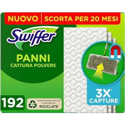Swiffer Chiffons capture-poussière sol maison sec recharge 192 chiffons, pour attraper et piéger 3 fois plus de poussière, de saleté et de poils qu'un balai traditionnel Swiffer Chiffons capture-poussière sol maison sec recharge 192 chiffons, pour attraper et piéger 3 fois plus de poussière, de saleté et de poils qu'un balai traditionnel