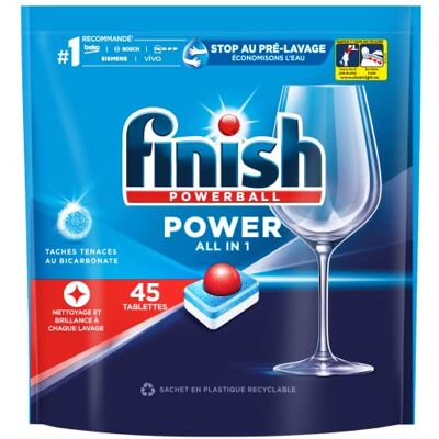 Finish Powerball Tout en 1 Tâches Tenaces 45 Tablettes Finish Powerball Tout en 1 Tâches Tenaces 45 Tablettes