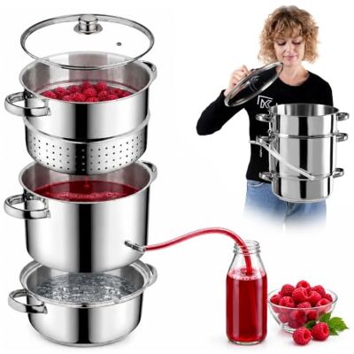KADAX Centrifugeuse à vapeur en acier inoxydable 8 L avec couvercle en verre, passe au lave-vaisselle, universelle pour tous feux dont induction KADAX Centrifugeuse à vapeur en acier inoxydable 8 L avec couvercle en verre, passe au lave-vaisselle, universelle pour tous feux dont induction