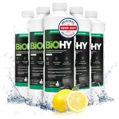 BIOHY Nettoyant pour robots aspirateurs (6 bouteilles de 1 litre), spécialement conçu pour les stations de nettoyage, prolonge la durée de vie de la station d'aspiration BIOHY Nettoyant pour robots aspirateurs (6 bouteilles de 1 litre), spécialement conçu pour les stations de nettoyage, prolonge la durée de vie de la station d'aspiration