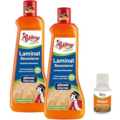 Poliboy Rénovateur de stratifié Traitement de sol avec effet protecteur et brillant pour scellage stratifié 2 x 500 ml Avec échantillon de produit Fabriqué en Allemagne Poliboy Rénovateur de stratifié Traitement de sol avec effet protecteur et brillant pour scellage stratifié 2 x 500 ml Avec échantillon de produit Fabriqué en Allemagne