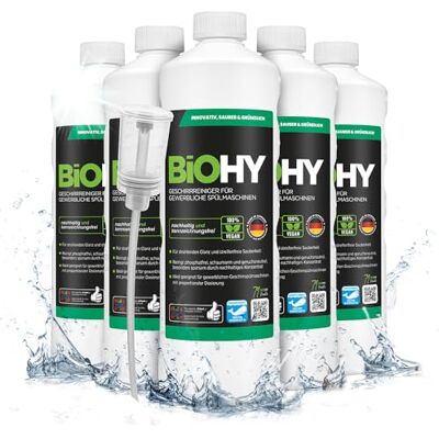 BIOHY Vaatwasmiddelen voor commerciële vaatwassers (6 x 1l Fles) + doseerder PHOSPHATE-FREE Geconcentreerd voor de gastronomie stralende glans (Geschirrreiniger) BIOHY Vaatwasmiddelen voor commerciële vaatwassers (6 x 1l Fles) + doseerder PHOSPHATE-FREE Geconcentreerd voor de gastronomie stralende glans (Geschirrreiniger)