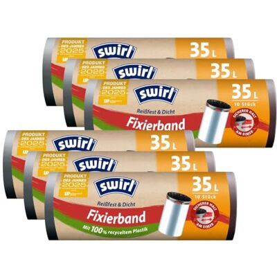 Swirl Lot de 6 sacs poubelle de 35 l (10 pièces/rouleau) Swirl Lot de 6 sacs poubelle de 35 l (10 pièces/rouleau)