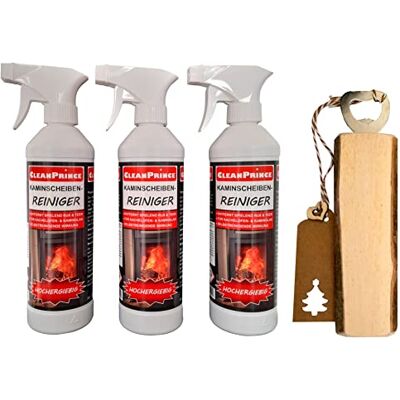 CleanPrince Produit promotionnel 3 x 0,5 l nettoyant pour vitres de cheminée et décapsuleur de 20 cm Verre de suie verre de poêle en verre de cheminée, nettoyant pour cheminée, nettoyage de cheminée, nettoyage de cheminée CleanPrince Produit promotionnel 3 x 0,5 l nettoyant pour vitres de cheminée et décapsuleur de 20 cm Verre de suie verre de poêle en verre de cheminée, nettoyant pour cheminée, nettoyage de cheminée, nettoyage de cheminée