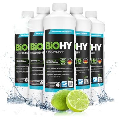 BIOHY Tegelreiniger (6 x 1l Fles) speciaal ontwikkeld voor steen- & tegelvloeren laat een vuilafstotende glanslaag achter verwijdert elke vorm van vuil (Fliesenreiniger) BIOHY Tegelreiniger (6 x 1l Fles) speciaal ontwikkeld voor steen- & tegelvloeren laat een vuilafstotende glanslaag achter verwijdert elke vorm van vuil (Fliesenreiniger)