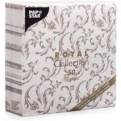 PAPSTAR 50 Serviettes Royal Collection - Damascato, 40x40 cm, Marron PAPSTAR 50 Serviettes Royal Collection - Damascato, 40x40 cm, Marron